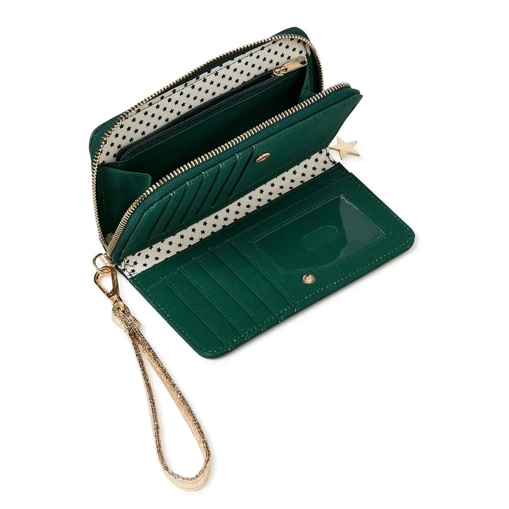 Green Star-Embellished Women's Wallet